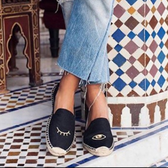 Soludos x Jason Polan Wink Espadrilles in Black/Gold - Picture 2 of 7